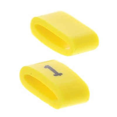 HellermannTyton Ovalgrip Slide-On Cable Marker Pre-Printed '1', Yellow, PVC, 4.5 mm Length, 4 mm Width, Black 901-10479