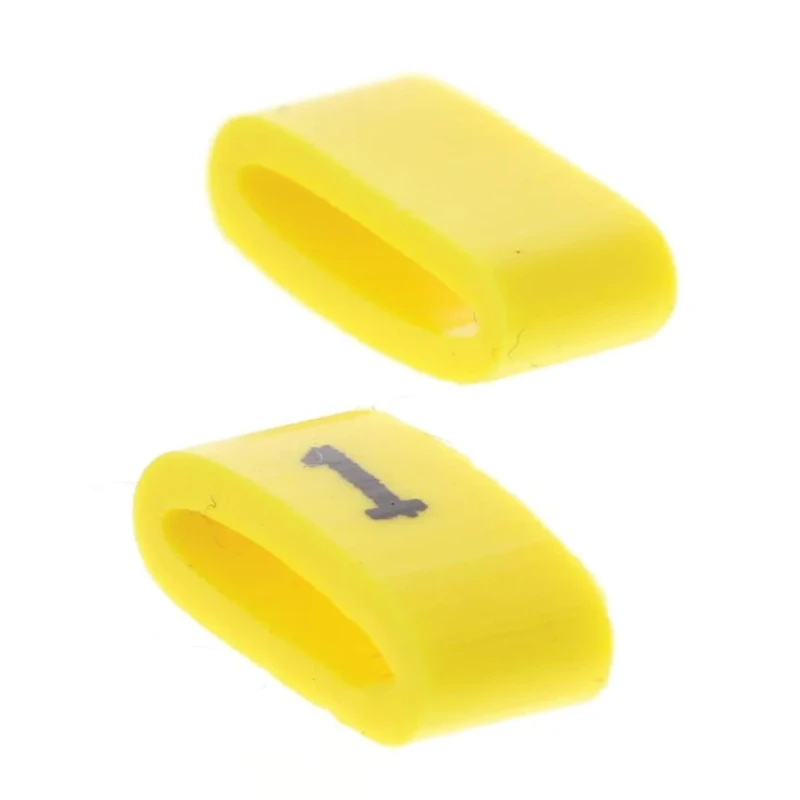 HellermannTyton Ovalgrip Slide-On Cable Marker Pre-Printed '1', Yellow, PVC, 4.5 mm Length, 4 mm Width, Black 901-10479