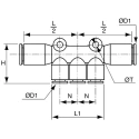 Legris Pneumatic Fitting LF3000 Series Male/Female Push-In 6 mm Technical Polymer 20 bar 80°C 