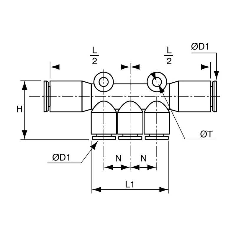 Legris Pneumatic Fitting LF3000 Series Male/Female Push-In 6 mm Technical Polymer 20 bar 80°C 