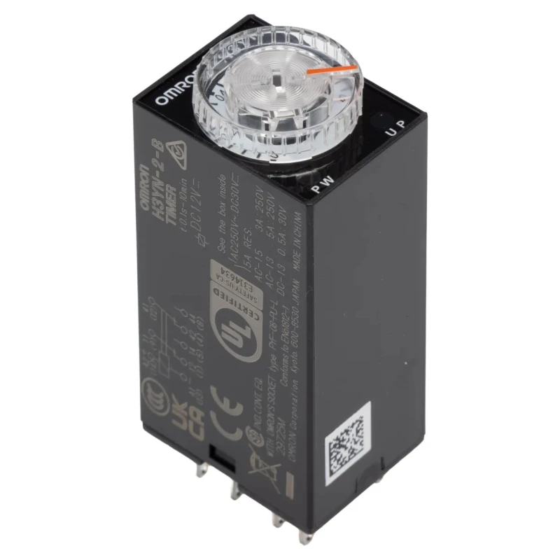Omron Multifunction Panel Solid State Timer, 4-Contact, 125 V dc, 12 V ac, Time Range 0.1 s to 10 min, DPDT Contact H3YN