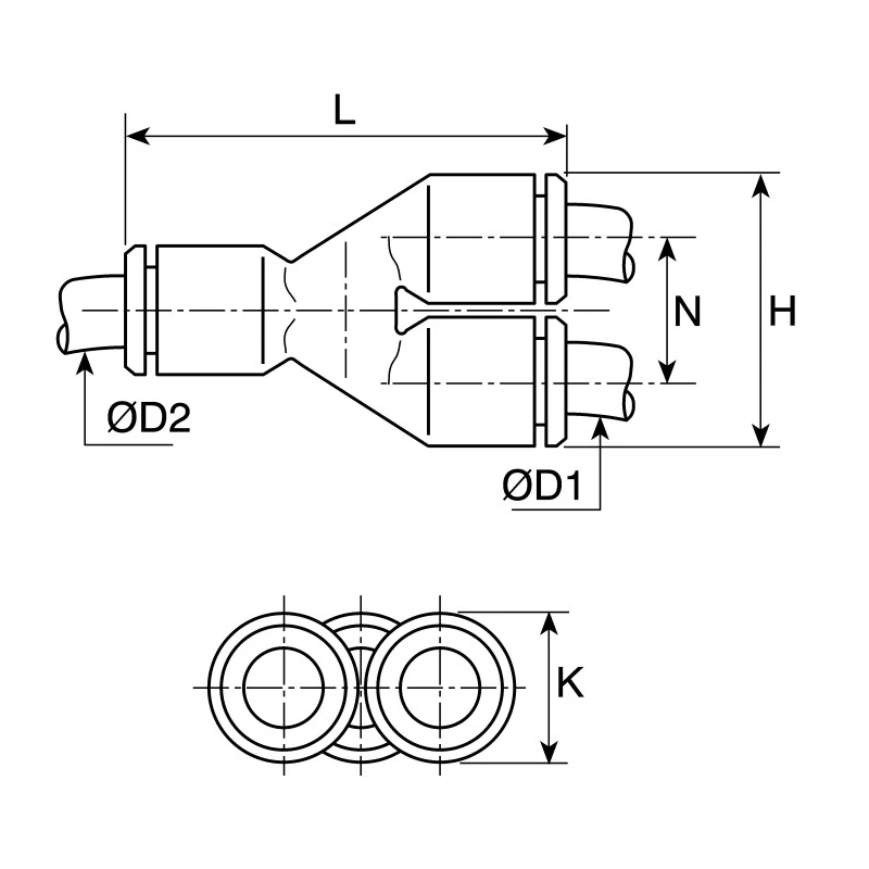 Legris Pneumatic Equal Single Y Connector Push In 4 mm Glass Reinforced Nylon Nickel Finish LF3000 