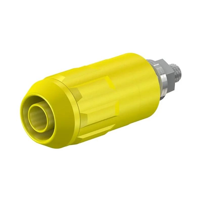 Staubli Yellow Female Banana Socket, 4 mm Connector, Bolt Termination, 600V, 20A, Nickel Plating 66.9684-24