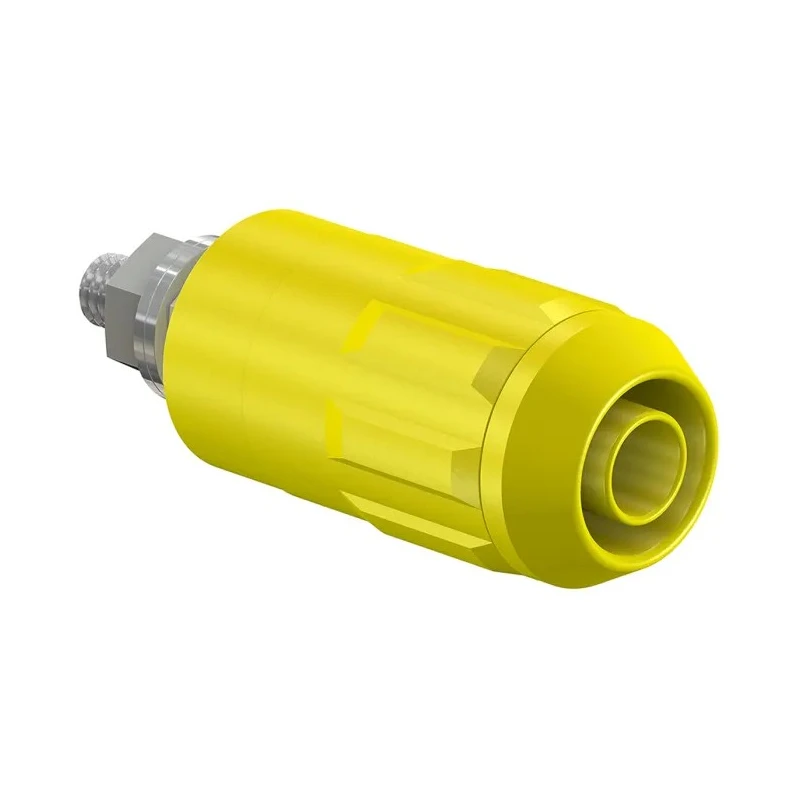 Staubli Yellow Female Banana Socket, 4 mm Connector, Bolt Termination, 600V, 20A, Nickel Plating 66.9684-24