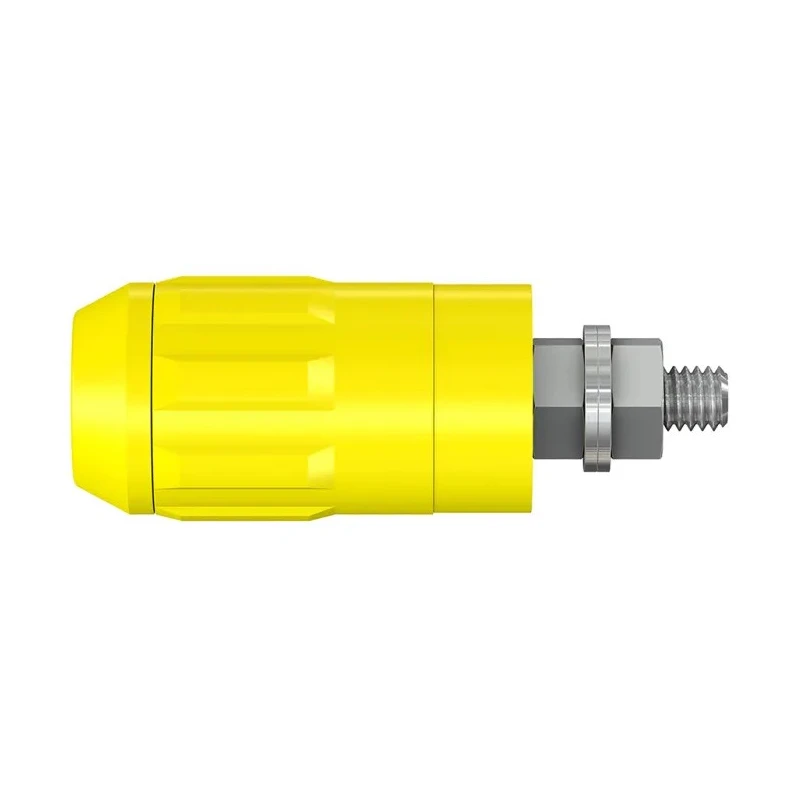 Staubli Yellow Female Banana Socket, 4 mm Connector, Bolt Termination, 600V, 20A, Nickel Plating 66.9684-24