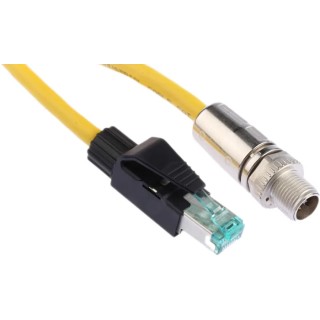 HARTING M12 Cat6a Ethernet Cable M12 Male to RJ45 Male, 1 m, Yellow, Shielded PVC Cat6a