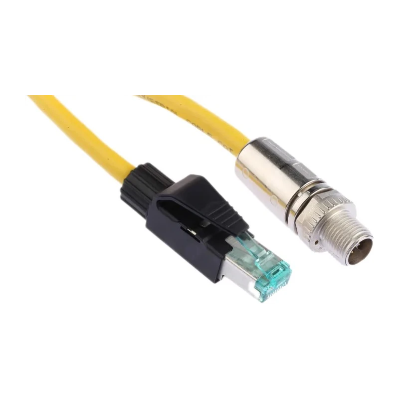 HARTING M12 Cat6a Ethernet Cable M12 Male to RJ45 Male, 1 m, Yellow, Shielded PVC Cat6a