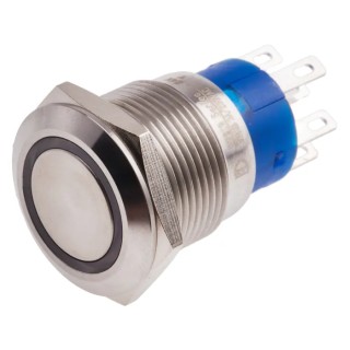 RS PRO Illuminated Momentary Push Button Switch, Panel Mount, 19.2 mm Cutout, DPDT, Yellow LED, IP67, 250 V AC 111-3886