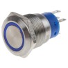 RS PRO Illuminated Momentary Push Button Switch, Panel Mount, 19.2 mm Cutout, SPDT Contact, Blue LED, IP67 Rated 111-3777
