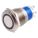 RS PRO Illuminated Momentary Push Button Switch Panel Mount 19.2 mm Cutout DPDT Blue LED IP67 250 V 5A 111-3775