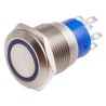 RS PRO Illuminated Momentary Push Button Switch Panel Mount 19.2 mm Cutout DPDT Blue LED IP67 250 V 5A 111-3775