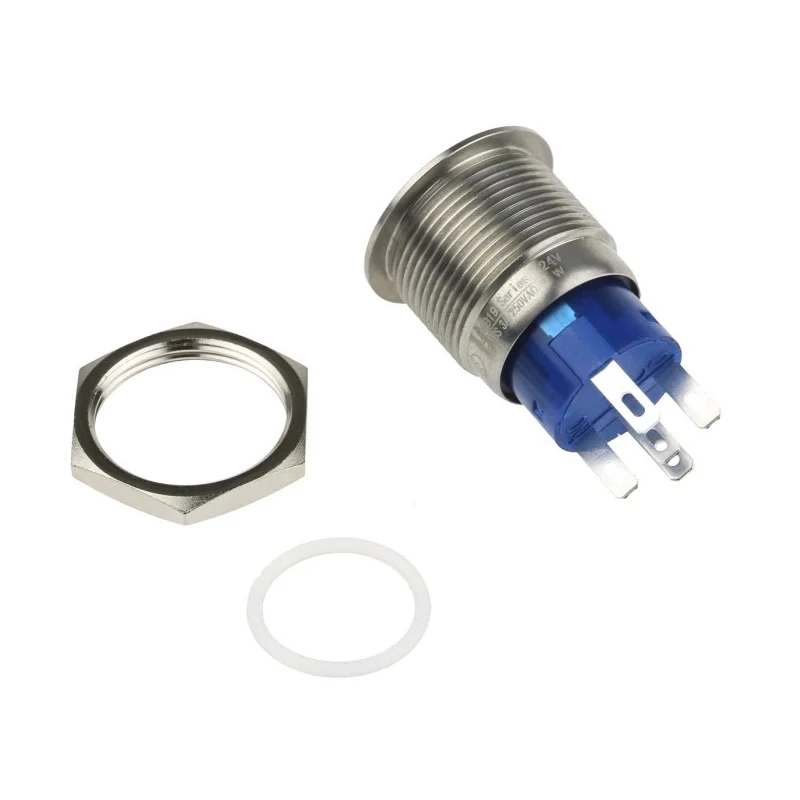 RS PRO Illuminated Momentary Push Button Switch Panel Mount SPDT White LED IP67 250V 5A 111-3890