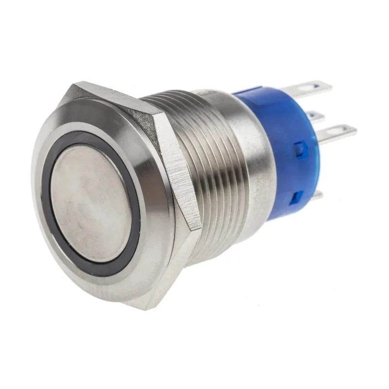 RS PRO Illuminated Push Button Switch, Momentary, Panel Mount, 19.2 mm Cutout, SPDT, Yellow LED, IP67, 250 V AC 250 111-3880