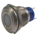 RS PRO Illuminated Momentary Push Button Switch, Panel Mount, 19.2 mm Cutout, SPDT, Green LED, IP67, 250 V AC, 5A 111-3896
