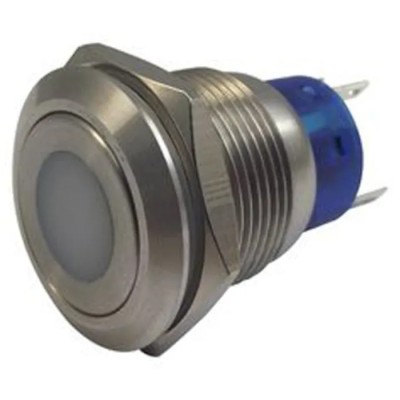RS PRO Illuminated Momentary Push Button Switch, Panel Mount, 19.2 mm Cutout, SPDT, Green LED, IP67, 250 V AC, 5A 111-3896