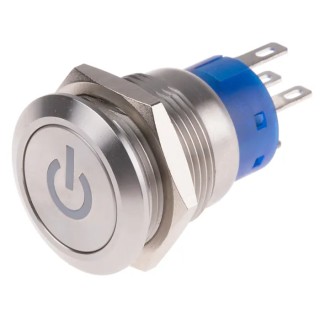 RS PRO Illuminated Push Button Switch Latching Panel Mount 19 mm Cutout SPDT White LED IP67 250V 5A 111-5818
