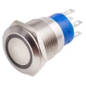 RS PRO Illuminated Push Button Switch Momentary Panel 19.2 mm Cutout DPDT White LED IP67 250 V AC 111-3892