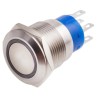 RS PRO Illuminated Push Button Switch Momentary Panel 19.2 mm Cutout DPDT White LED IP67 250 V AC 111-3892