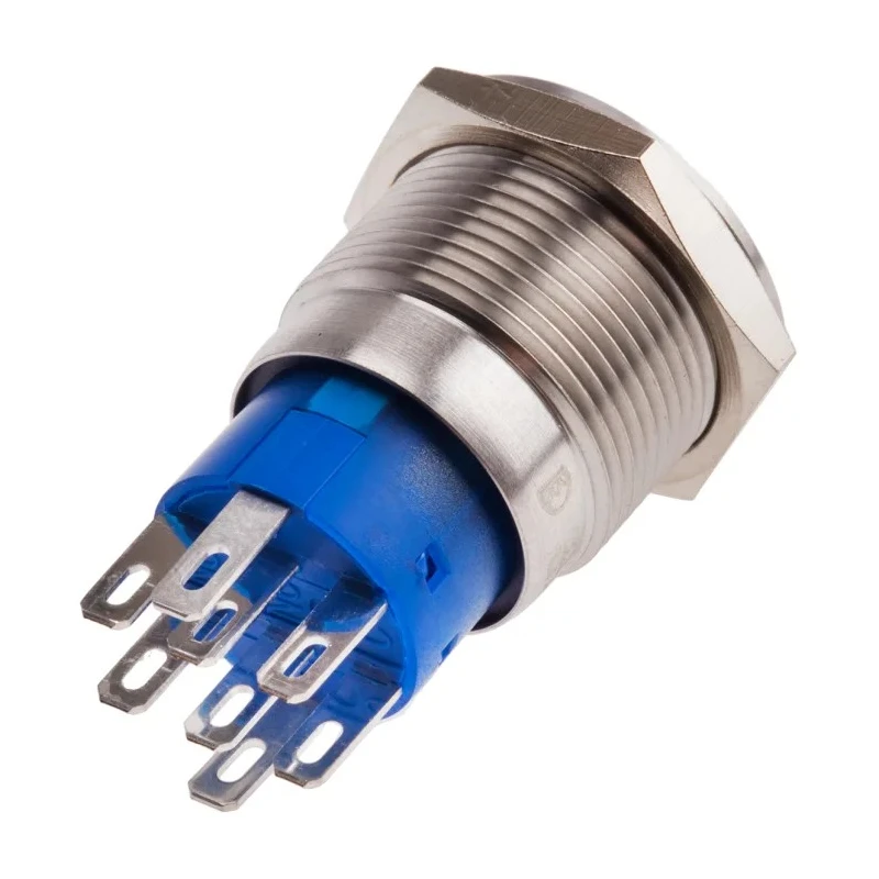 RS PRO Illuminated Push Button Switch Momentary Panel 19.2 mm Cutout DPDT White LED IP67 250 V AC 111-3892