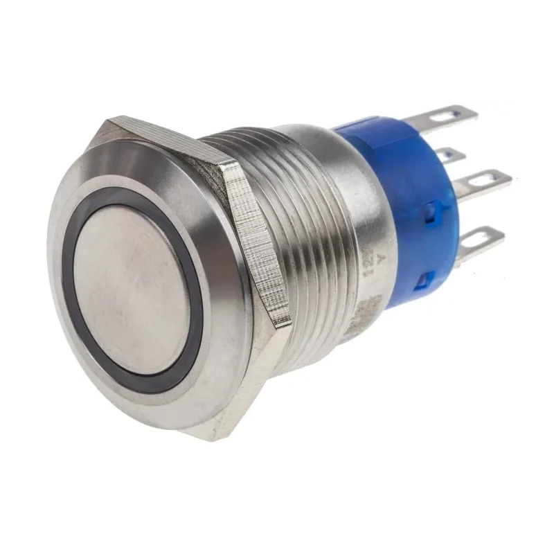 RS PRO Illuminated Push Button Switch, Latching, Panel Mount, 19.2 mm Cutout, DPDT, Yellow LED, IP67, 250 V AC, 5A 111-5798