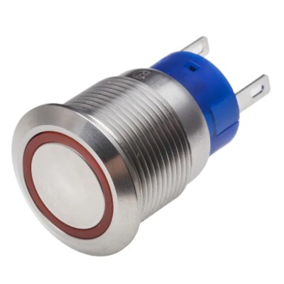 RS PRO Illuminated Latching Push Button Switch Panel Mount SPDT Red LED 19.2 mm Cutout IP67 250V 5A 111-5822