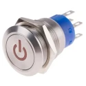 RS PRO Illuminated Momentary Push Button Switch, Panel Mount, 19 mm Cutout, DPDT, Red LED, IP67, 250 V AC 5A 111-5830