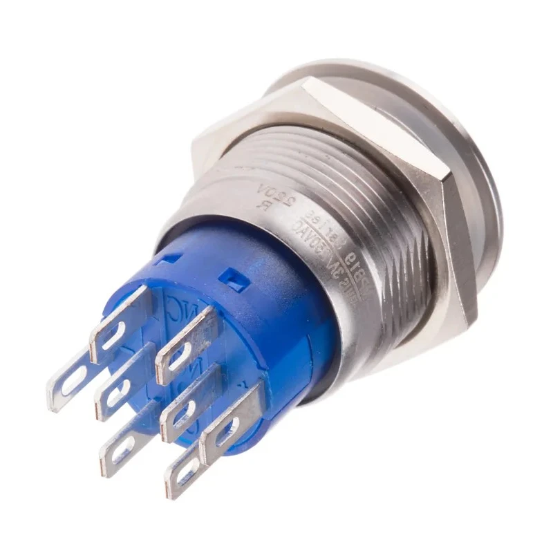 RS PRO Illuminated Momentary Push Button Switch, Panel Mount, 19 mm Cutout, DPDT, Red LED, IP67, 250 V AC 5A 111-5830