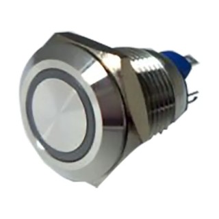RS PRO Illuminated Momentary Push Button Switch Panel Mount 12 mm Cutout SPST Blue LED IP65 IP67 36 V dc 111-6527