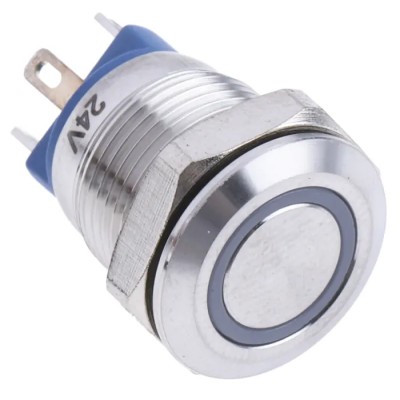 RND RS PRO Illuminated Push Button Switch Momentary Panel Mount 12 mm Cutout SPST Green LED IP65 IP67 36V dc 111-6529