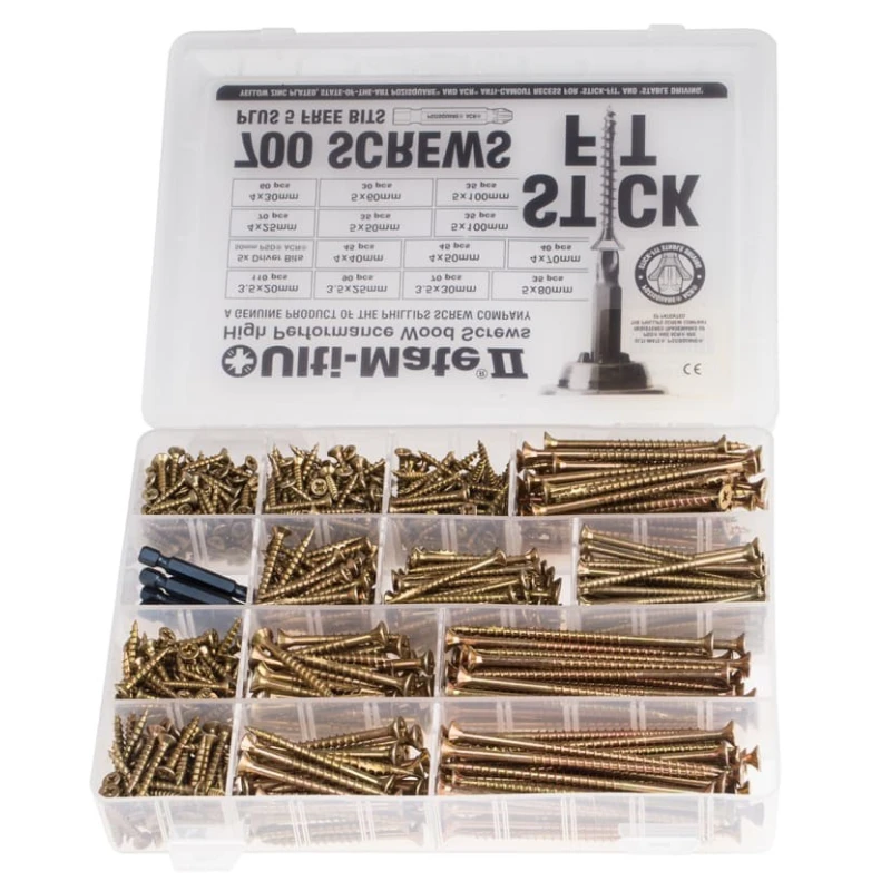 ULTI-MATE Steel 700 Piece Pozisquare Drive Wood Screw Drive Screw/Bolt Kit 9ULTIMATEPLASBOX1RS