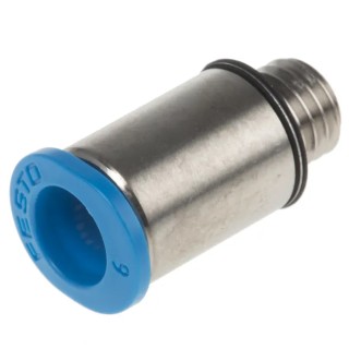 Festo Pneumatic Fitting Brass 6mm Push-in Tube, Male M7 Threaded-to-Tube, Nickel Finish QSM-M7-6-I