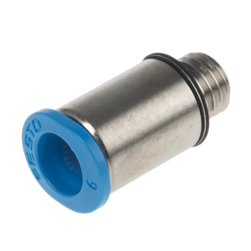 Festo Pneumatic Fitting Brass 6mm Push-in Tube, Male M7 Threaded-to-Tube, Nickel Finish QSM-M7-6-I