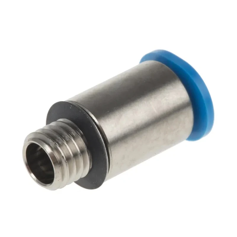 Festo Pneumatic Fitting Brass 6mm Push-in Tube, Male M7 Threaded-to-Tube, Nickel Finish QSM-M7-6-I