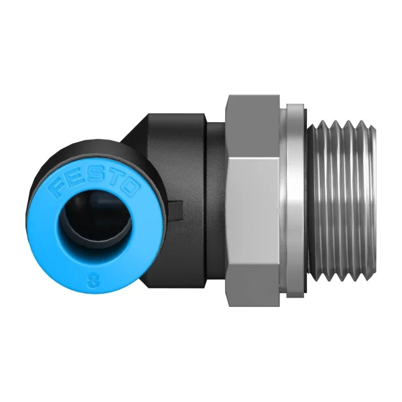 Festo Nickel Plated Brass Pneumatic Fitting Male G 3/8 in Thread to 8mm Push-in Tube QSL-G3/8-8