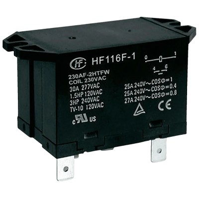 Hongfa Europe GMBH Flange Power Relay 230V AC Coil 25A Switching Current DPST HF116F-1/230AF-2HTFW