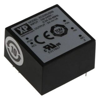 XP Power Switching Power Supply 5V dc 5W 1A PCB Mount with Universal Input 85-264V AC ECE05US05