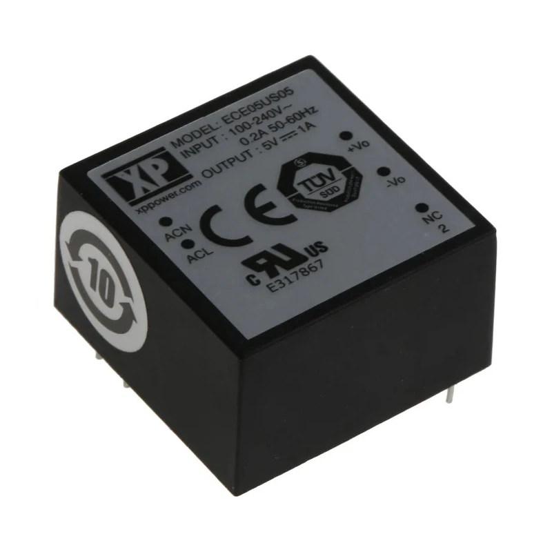 XP Power Switching Power Supply 5V dc 5W 1A PCB Mount with Universal Input 85-264V AC ECE05US05