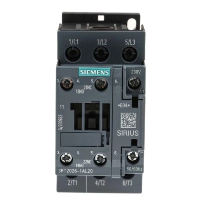 Siemens 3RT2 Control Relay 3 NO, 22A F.L.C, 40A Contact Rating, 11 kW Power, 230V AC Supply 3RT2026-1AL20