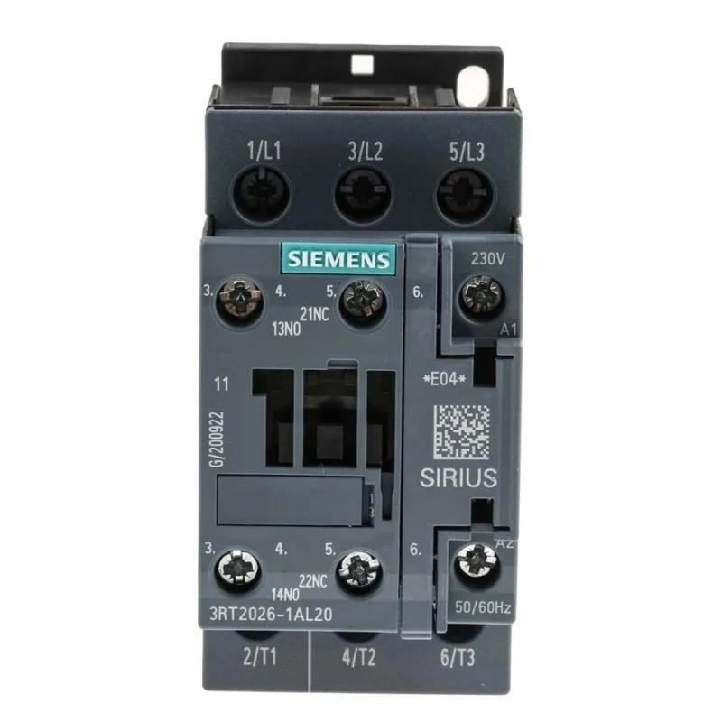 Siemens 3RT2 Control Relay 3 NO, 22A F.L.C, 40A Contact Rating, 11 kW Power, 230V AC Supply 3RT2026-1AL20