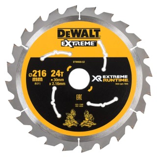DeWALT Circular Saw Blade 216 mm Diameter 24 Teeth, Tungsten Carbide Blade DT99568-QZ