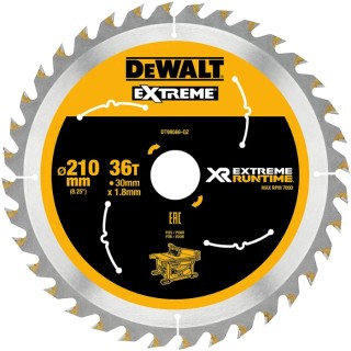 DeWALT Circular Saw Blade 210 mm Diameter, 36 Teeth Rip Cut Wood Blade, 1.24 mm Plate Thickness DT99566-QZ