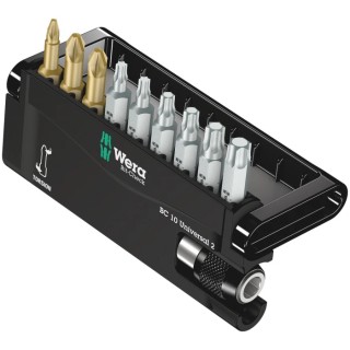 Wera Hex, Pozidriv, Torx Screwdriver Bit Set Universal 10 Pieces 1/4" Drive 52mm Length 05074715010