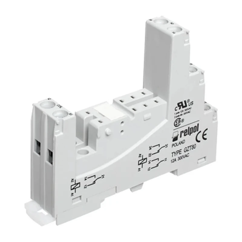 Relpol 8 Way 300V AC DIN Rail Relay Socket with Screw Terminals for RM Series Relays GZT80-BLACK