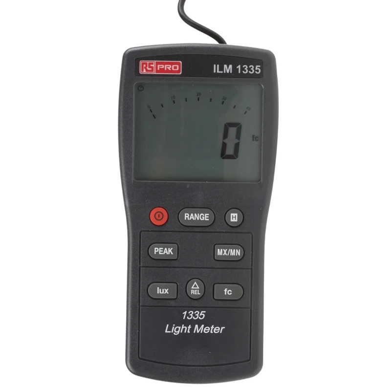 RS PRO Digital Light Meter 0lx to 400000 lx ±3% rdg ±0.5% f.s, Photodiode Sensor, AAA Battery ILM1335