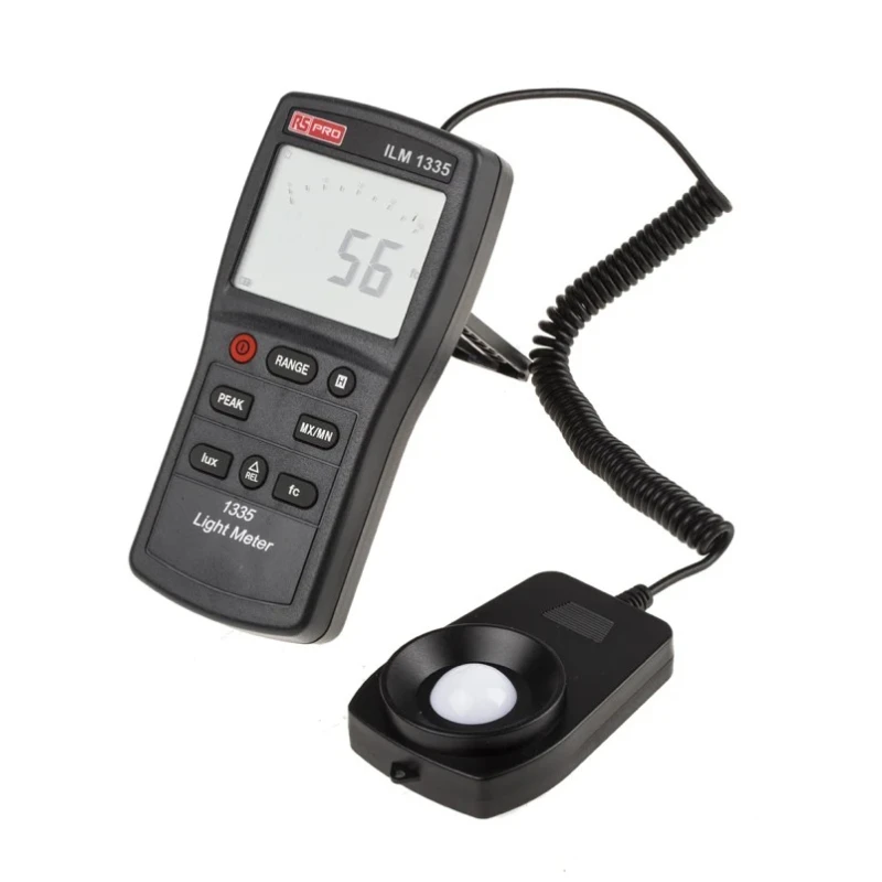 RS PRO Digital Light Meter 0lx to 400000 lx ±3% rdg ±0.5% f.s, Photodiode Sensor, AAA Battery ILM1335