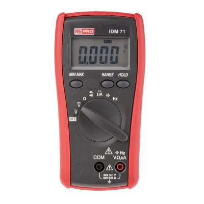 RS PRO Handheld Digital Multimeter 1000 V, True RMS, LCD Display IDM71