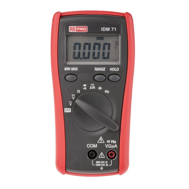 RS PRO Handheld Digital Multimeter 1000 V, True RMS, LCD Display IDM71