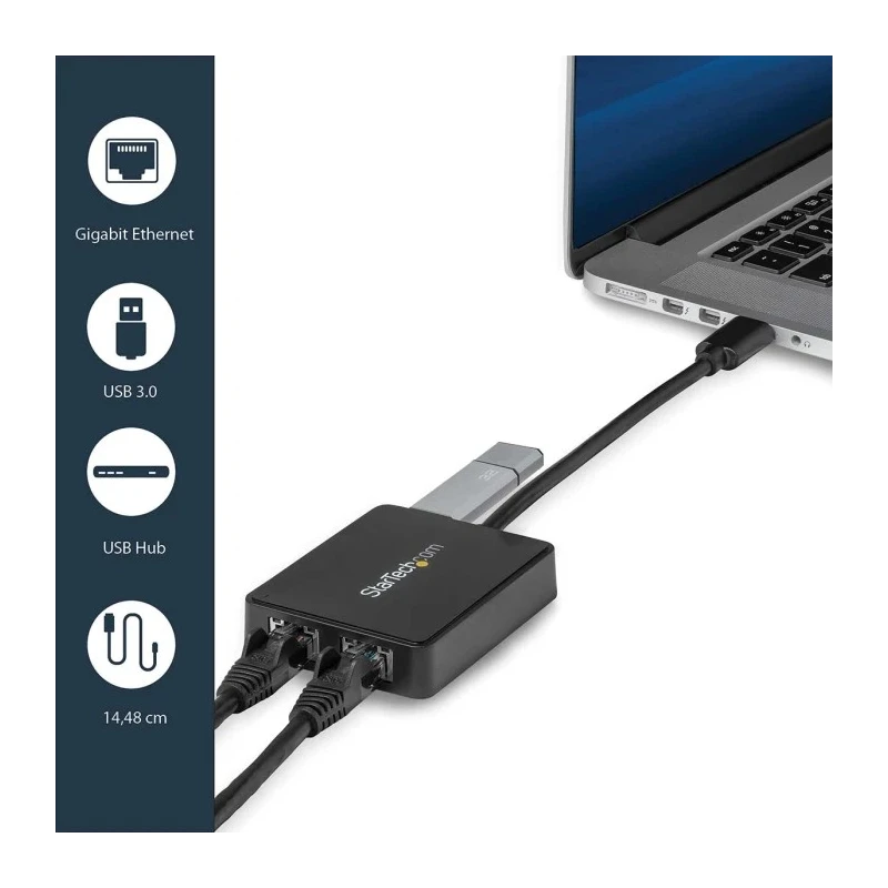 StarTech.com USB 3.0 1000Mbps Network Speed USB Ethernet Adapter, Black, 203.2 mm Cable Length USB32000SPT
