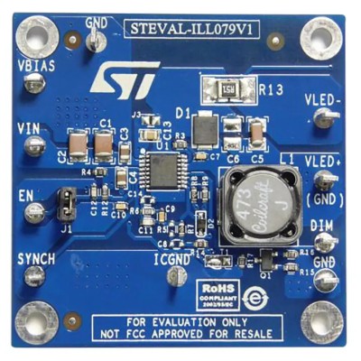 STMicroelectronics LED Driver Evaluation Board for High Power LED 15-30 V Input Voltage STEVAL-ILL079V1