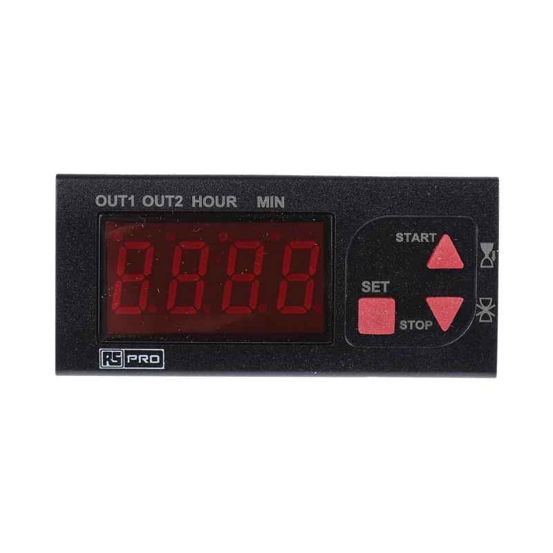 RS Pro Panel Timer Relay 2-Contact, 24 V dc 230V ac, 0 to 01 min to 99 to 59 h Multifunction 124-1077